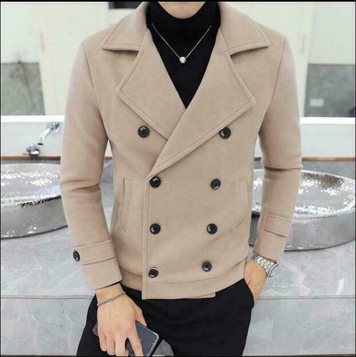 Mens Wool Blend Short Slim Fit Coat 