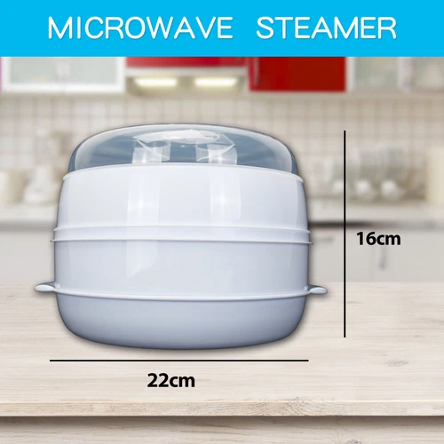 2 Tier Microwave Steamer Double Layer Cooking Meals Kitchen Syd Vegetable au - Picture 8 of 8