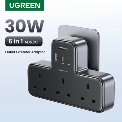 UGREEN 30W Desktop Charger 6-IN-1 Power Strip Wall PD Fast Charger For iPhone 15