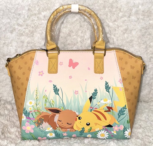 LOUNGEFLY POKEMON EEVEE & PIKACHU FLORAL SATCHEL CROSSBODY BAG NWT