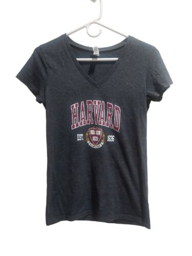 Harvard University Graphic T-Shirt Women's Size Medium Short Sleeve Gray GUC - Afbeelding 1 van 4