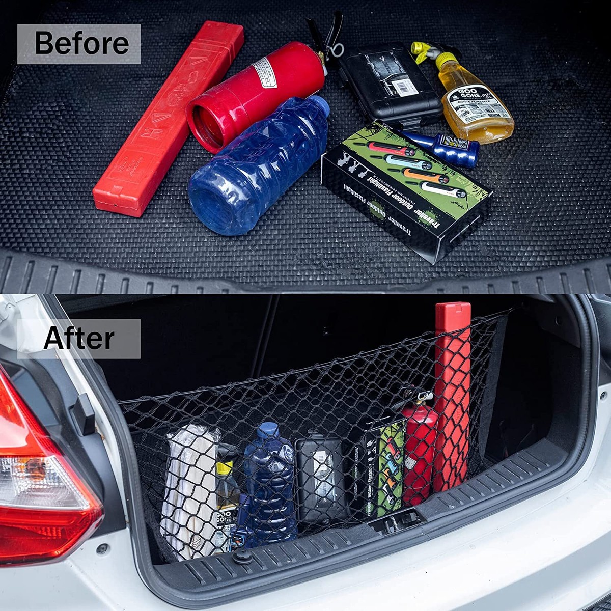 AUTOWN Truck Bed Cargo Net, Envelope Bed Netting For 2013-2025 GMC Sierra & Chevy Silverado, Pickup Truck Bed Organizer With 5mm Bungee & Integrated Storage Bag & Bungee Balls & Carabiners