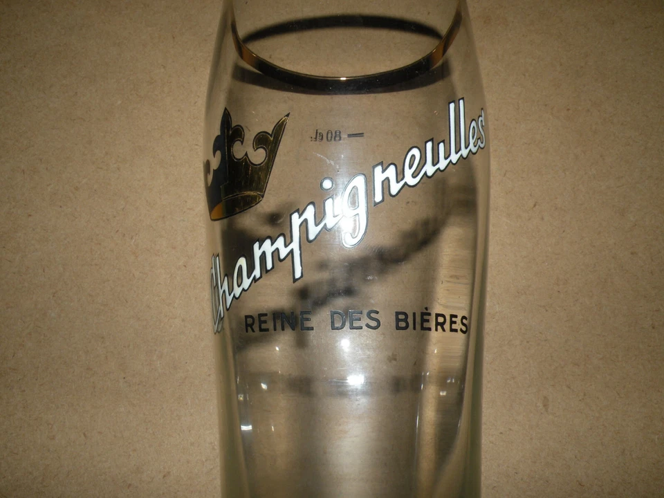 VERRE A BIERE EMAILLEE CHAMPIGNEULLES 80 CL TRES BON ETAT - Photo 2/4