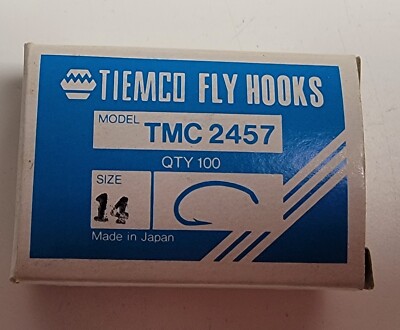 NEW 100 Tiemco Fly Hooks TMC 2457 Size 14. Made in Japan