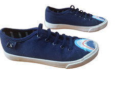 Joules Boys Navy Shark Slip On Canvas Sneaker Size USA 4 UK 3 EU 36