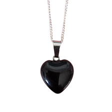 Black Hart Pendant - 18" Silver Plated Chain