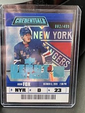 2019 Upper Deck Credentials Debut Ticket Access Tier 82/499 Adam Fox Rookie Card