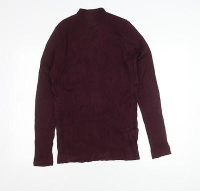 Zara Herren Lila Mock Neck Slim Fit Pullover Pulli M