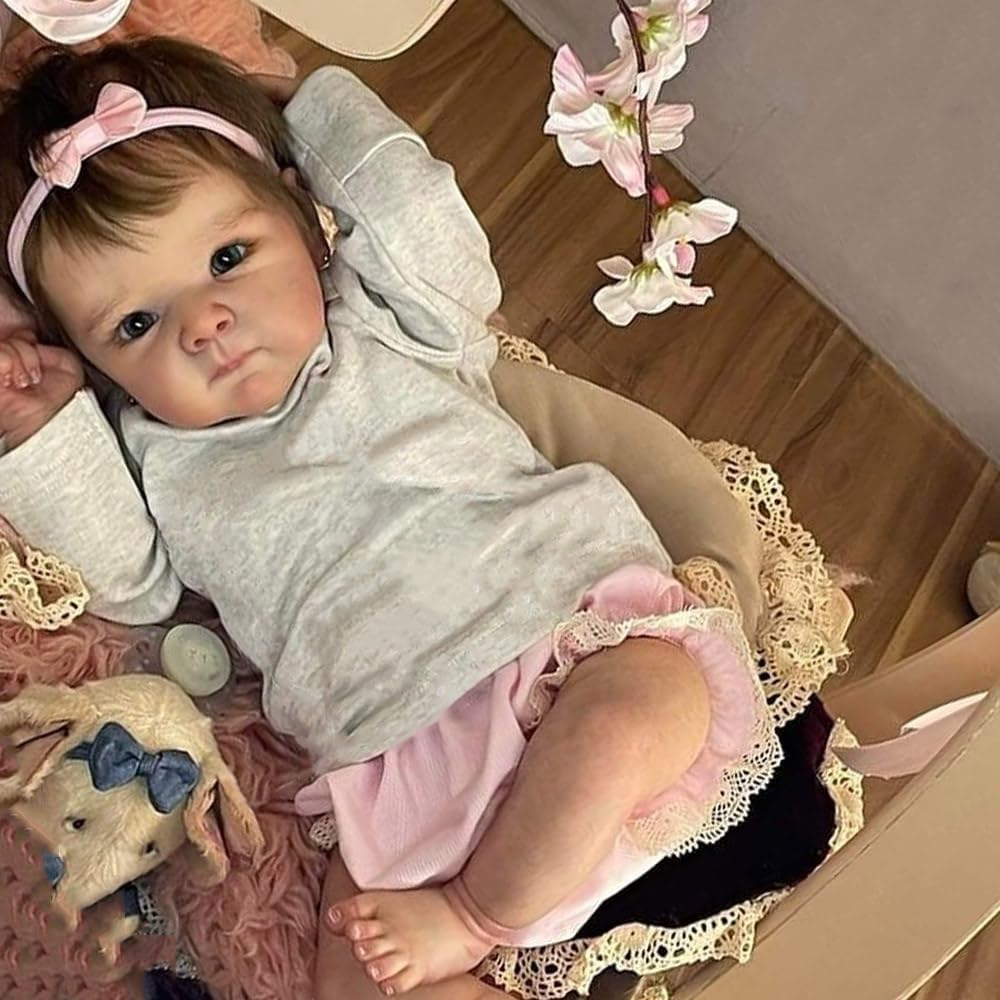 Pinky Reborn Baby Doll 18 Inch (46cm) - Realistic Newborn Girl With Rooted Hair, Cloth Body, Full Outfit & Accessories, Toy For Ages 3+