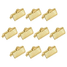 160Pcs Ribbon Crimp Clamp Ends 10mm Cord End Clasp for DIY Craft Gold Tone