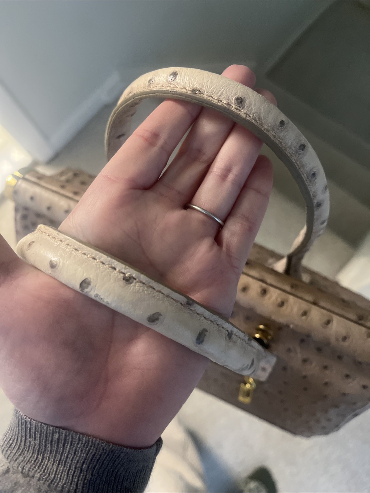 Genuine PELLE DI GIADA Merci Marie Italy  leather Ostrich Handbag Hermes Style thumbnail 22