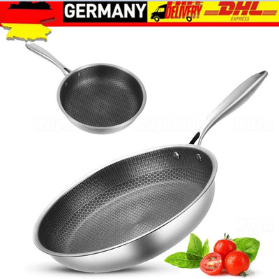 Bratpfanne Edelstahl Wabenstruktur Antihaft Kratzfest 26cm 28cm 30cm.