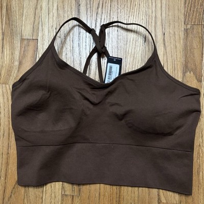PrettyLittleThing Dark Brown Basic Seamless Padded Sports Bra NWT UK Size L