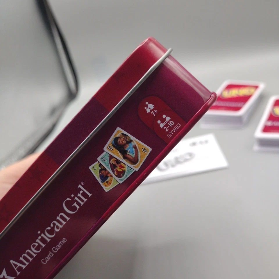 American Girl Uno Card Game in Tin Julie Courtney Nanea Melody **Missing 2 Cards - Image 4 of 4