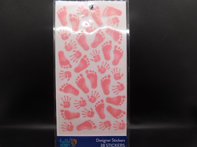 Hello Hobby Designer stickers Pink baby girl hand and footprint Flat stickers 38