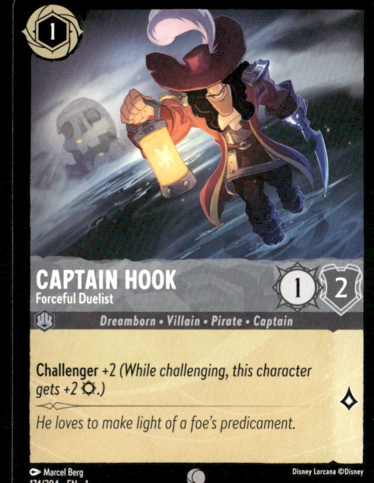 CAPTAIN HOOK - FORCEFUL DUELIST 174/204 COMMON THE FIRST CHAPTER LORCANA NM