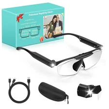 250% Magnifying Glass with Light, Rechargeable Head Magnifier Glasses with Li...