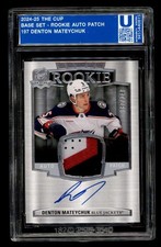 DENTON MATEYCHUK 2024/25 UD THE CUP ROOKIE 3-CLR JERSEY PATCH AUTO #87/249 T7267
