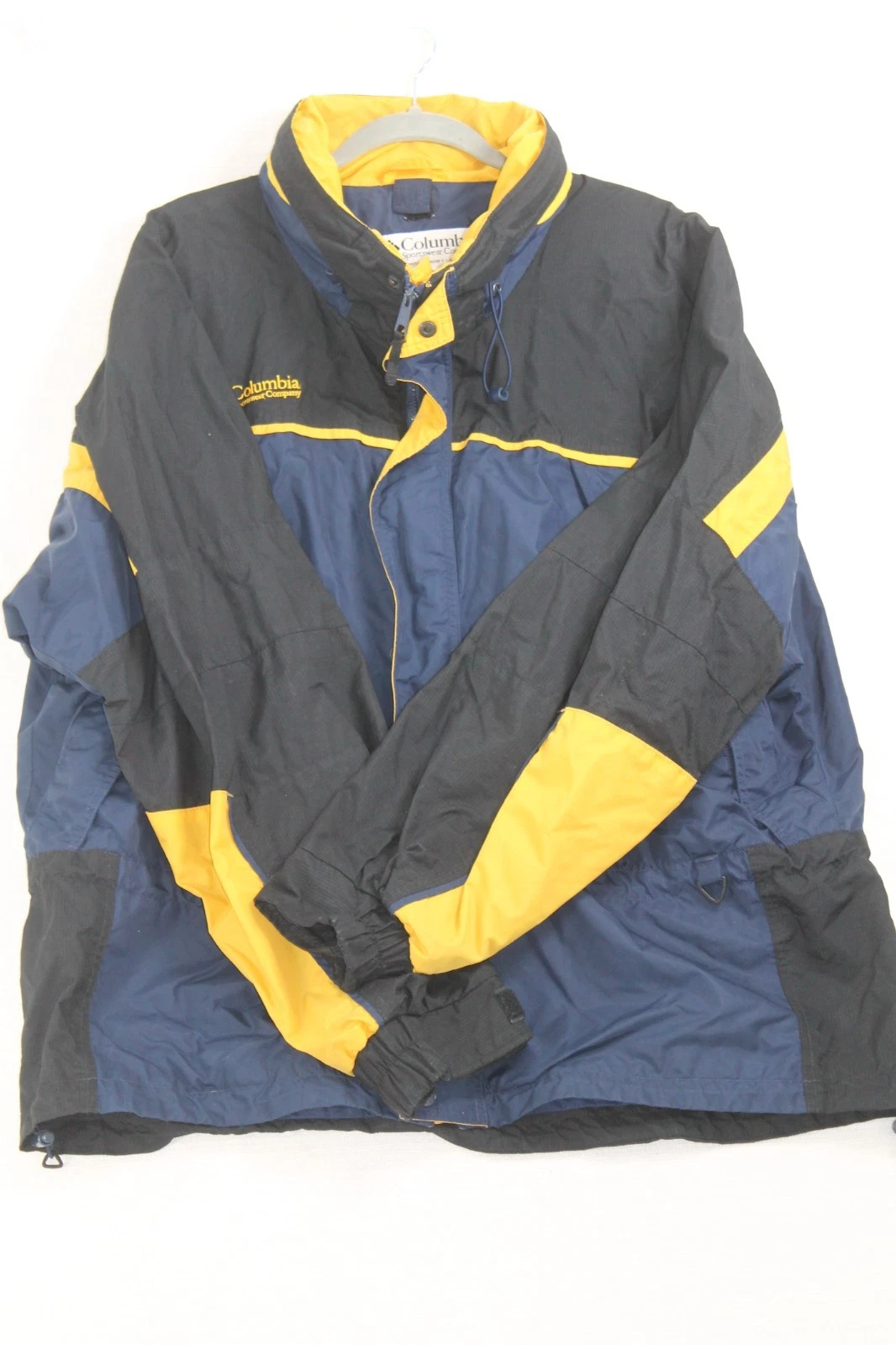 Columbia Men's Nylon Blue Yellow Fire Ridge Jacket XL Windbreaker Full Zip