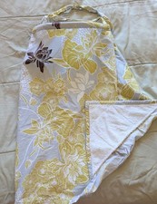 Bebe au Lait Nursing Cover Grey Gold Hawaiian Floral Adjustable Strap Cotton
