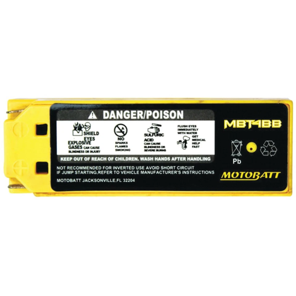 Motobatt Battery For Yamaha SR400 (FI) 400cc 10-13 YT4B-BS MBT4BB Foto 3 de 3