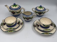 Vintage Childs TEA SET Japan Ceramic Teapot Sugar Creamer Cups Saucers Plates