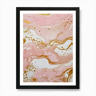 Gold und Rosa Marmor Flüssiger Marmor Gerahmtes Wandbild Poster Leinwanddruck Bild
