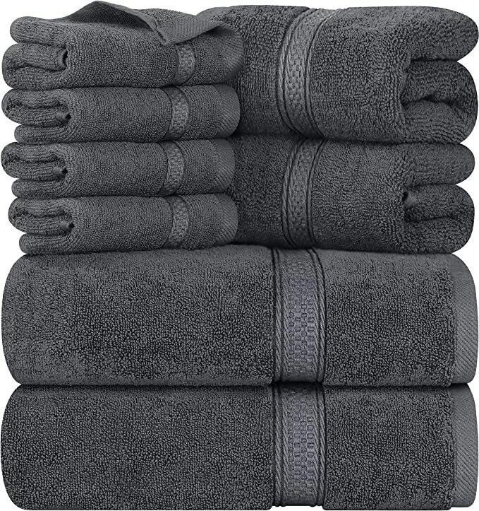 Towel Set 600 GSM 8Pc - 2 Bath Towels 2 Hand Towels 4 Washcloths Utopia Towels * - Image 2 of 4