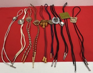 Vintage Silver Gold Tone Wood Owl Western Agate BOLO TIE WITH CORD MIX LOT 10