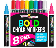Bold Liquid Chalk Markers - Dry Erase Marker Pens for Chalkboards, Signs, Window