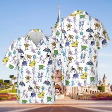 Disney A Bug s Life Retro Pixar Cartoon Tropical Summer White Hawaiian Shirt