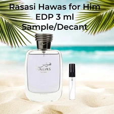 Rasasi Hawas For Him Parfum (EDP) 3ML Travel Size Glass Spray Bottle Cologne