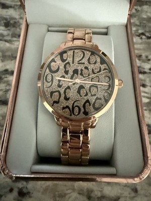 Beverly Hills Polo Club Women's Watch Quartz Gold Tone Cheetah Leopard Print New