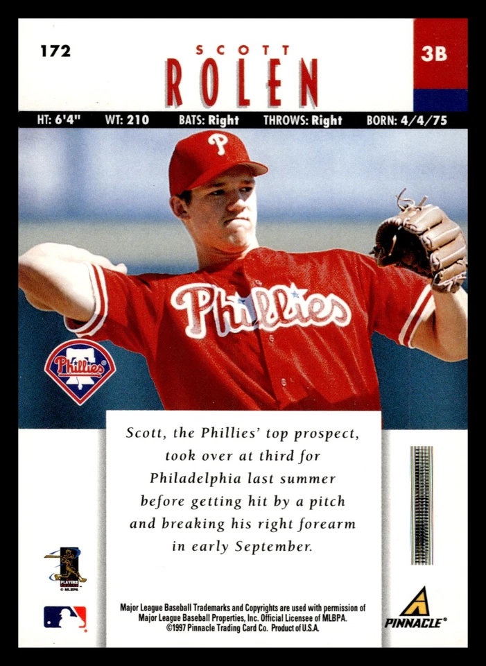 1997 New Pinnacle #172 Scott Rolen - Image 2 of 2