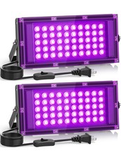 2 Pack 50W Black Light, Flood Light for Glow Party IP66 Waterproof, Outdoor B...