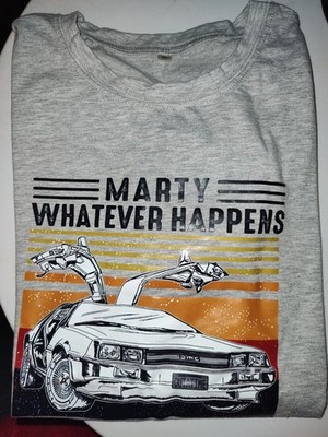 Marty Whatever Happens Don't Ever Go To 2020 Back To The Future Gray XLG Tshirt