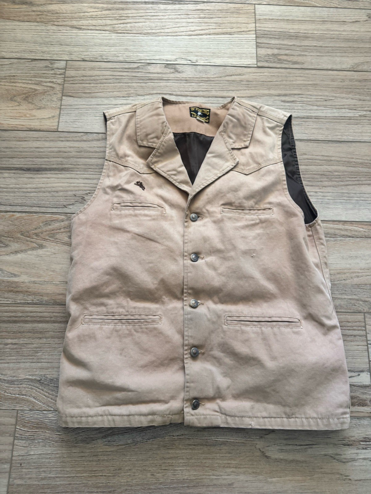 Wyoming Traders Bronco Canvas Vest Men's L Tall Western Cowboy Ranch Wear Brown
