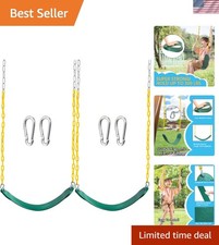 2 Pack Green Swing Seats with Snap Hooks - Perfect for Kids' Playgrounds