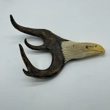 Pacific Northwest Native American Resin Eagal  Antler Carving Longwinters