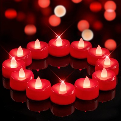 LED Candles, 24 Pack Tea Lights Candles Battery Operated, 24-Pack, Red Light 