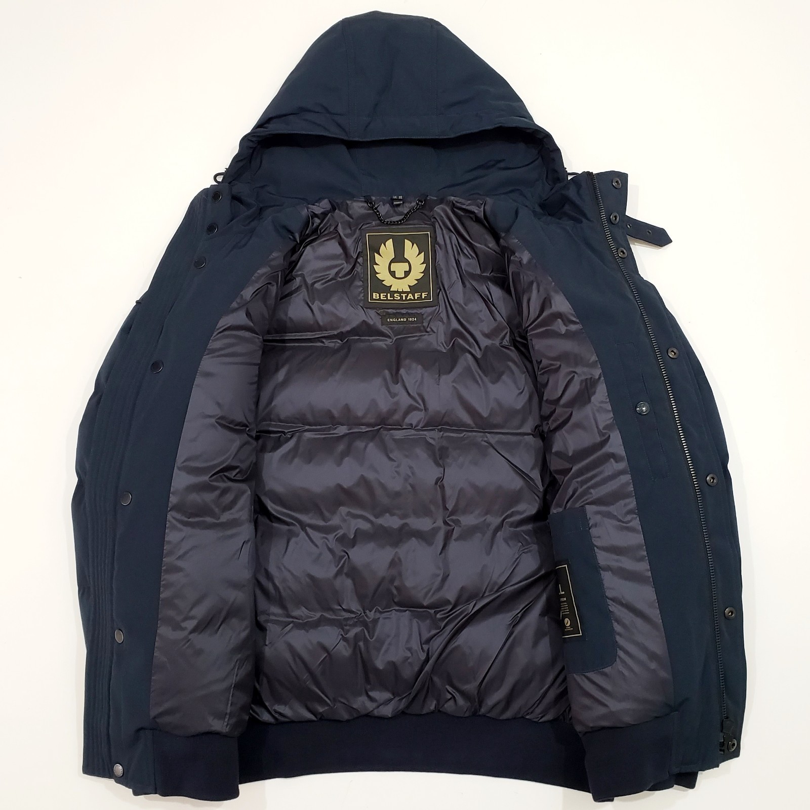 BELSTAFF RIDGE 2.0 Down Padded Bomber Jacket Quilt Puffer Field Hood Dark Ink 40 image 7