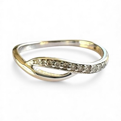 Diamant Ring 9 kt Weißgold - Vintage Crossover - Größe M 1/2
