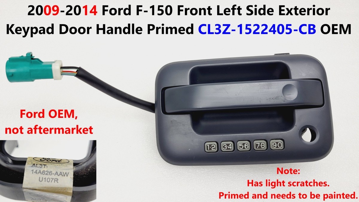 Ford F150 09-14 Front Left Side Exterior Keypad Door Handle Primed