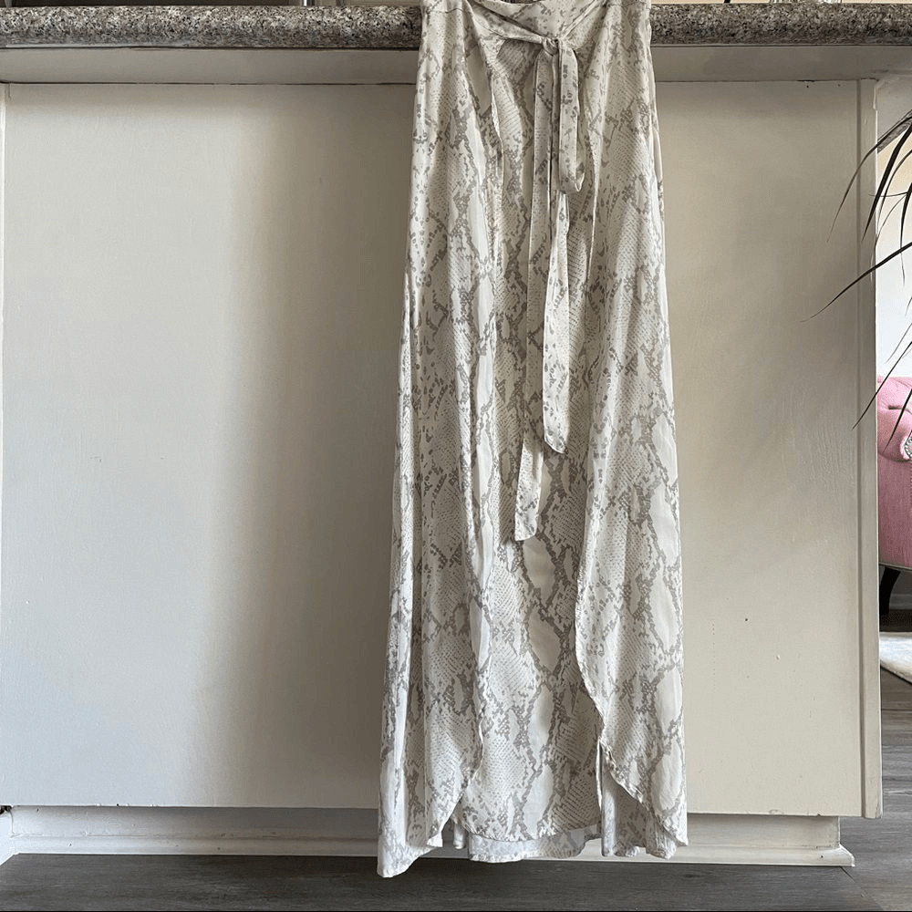 Olivaceous Python Print High Waisted Wrap Maxi Sk… - image 3