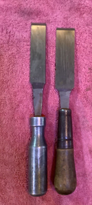 2 Homemade wood working chisels 1-1/4'' and 1''