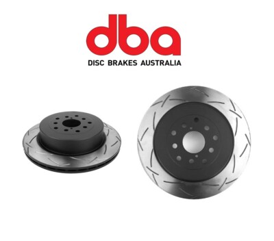 2 DBA 4000 Rear Slotted Rotor for 2004-2007 Subaru STI 5x100 & 5x114.3