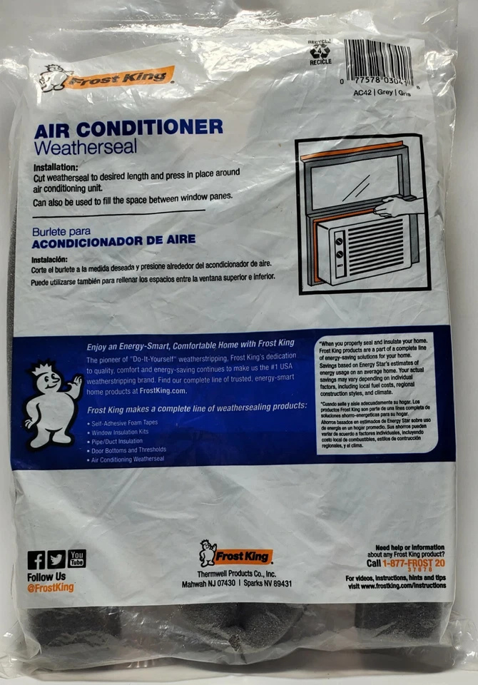 FROST KING AC42H 1-1/4" X 1-1/4" X 42" AIR CONDITIONER FOAM WEATHER SEAL LOT 11 - Image 2 of 2
