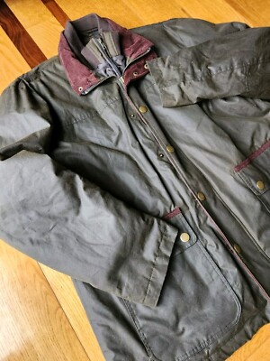 Westport Black Hunter Green Stretch Waxed Cotton Car Coat Size 2XL Made  Canada