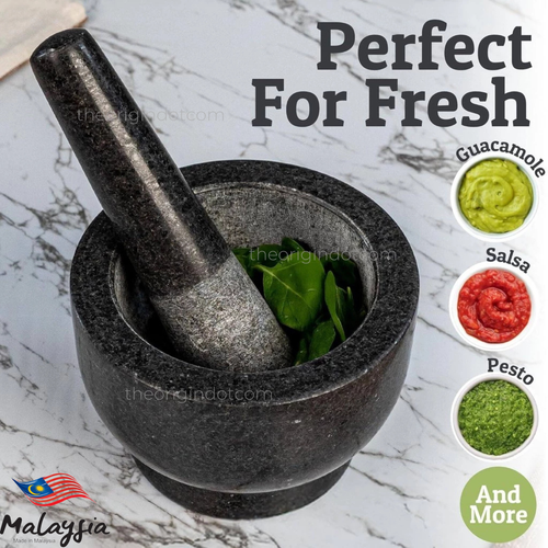 100% Granite Heavy Duty Mortar and Pestle Set with Cover Spice Grinding Bowl