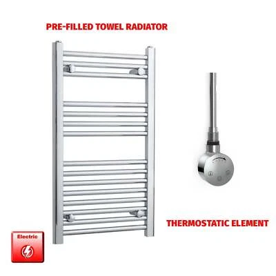 ELEGANT Chrome 800 x 400 mm Electric Heated Towel Rail Radiator Bathroom Pre-Filled HTR
